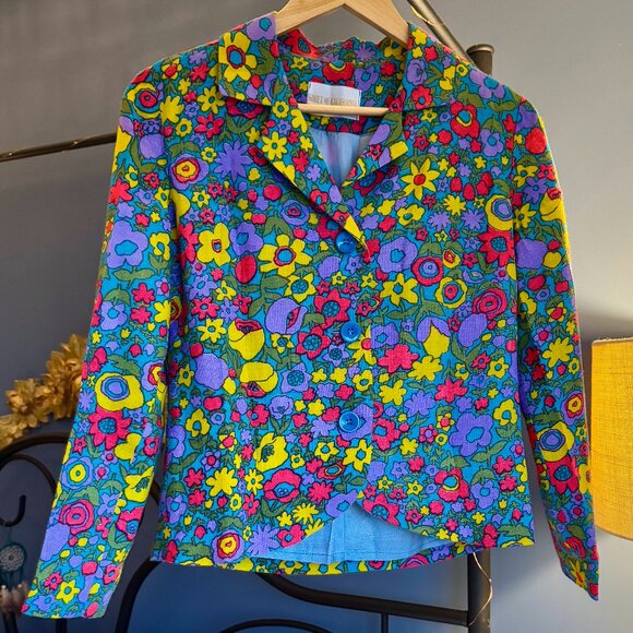 Vintage 1960s Koret of California Retro Flower Power Floral Pant Suit - Picture 8 of 14